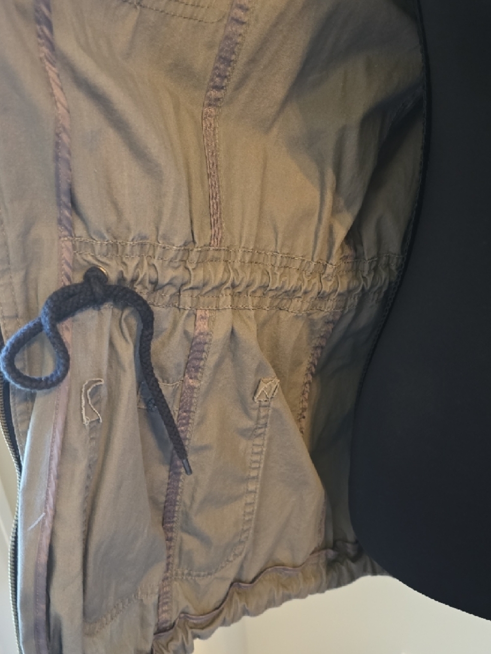 Express Utility Drawstring Waist Jacket - Olive - Picture 3 of 6